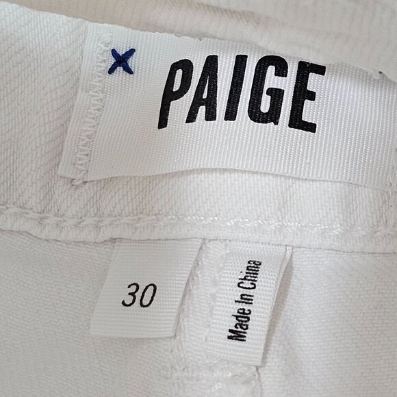 Paige‎ Cuffed Raw Hem Jeans Shorts High-Rise White Denim Women's Size 30 - Picture 4 of 11
